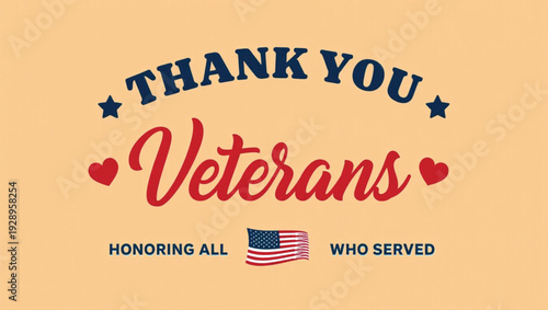 Thank You Veterans Honoring All Who Served with American Flag and Stars for Memorial Day, Veterans Day, or patriotic celebrations