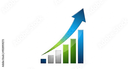 Financial Growth Arrow and Bar Chart.