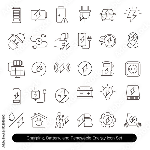 充電・バッテリー・再生可能エネルギーアイコンセット