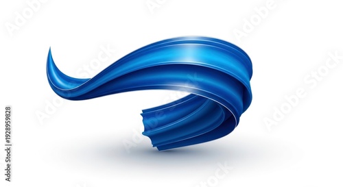 Dynamic blue abstract wave on a clean white background, representing flow and modernity.