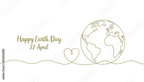 Vector illustration of earth with heart on world earth day 22 april