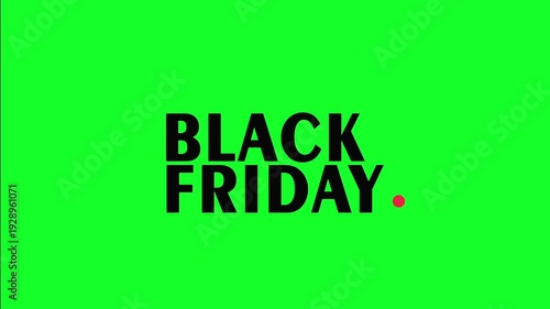 black Friday sale text animated on green screen background.