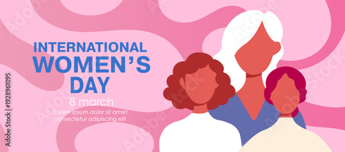 International Women's Day. March 8. Vector illustration, flat design.