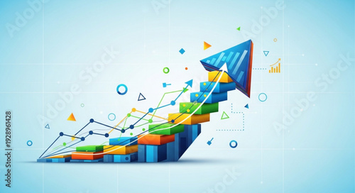 Financial Growth Arrow Chart Showing Upward Trend.