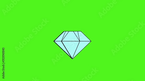 3d diamond loop rotating animation on green background