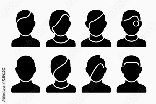 Synthetic Icon Portraits. Synthetic Style Portraits. Filled icon set of Synthetic Style Portraits: synthetic