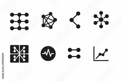 Neural Network Icons. Neural Network Dashboards. Filled icon set of Neural Network Dashboards: layered neurons