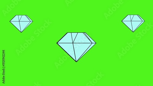 diamond rotate set animated on green screen background