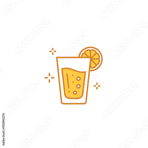 Refreshing citrus soda with lemon slice illustration