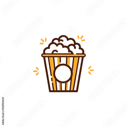 Popcorn in striped container with buttery aroma, snack time