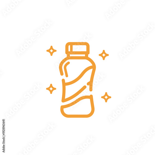 Stylized Water Bottle Illustration with Sparkling Effects