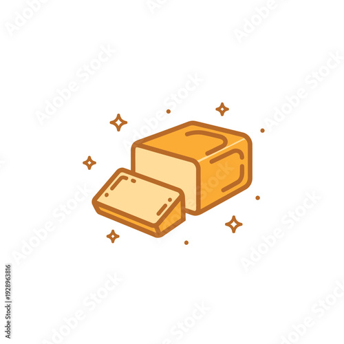 Cartoon Soap Bar with Bubble Effect and Sparkles