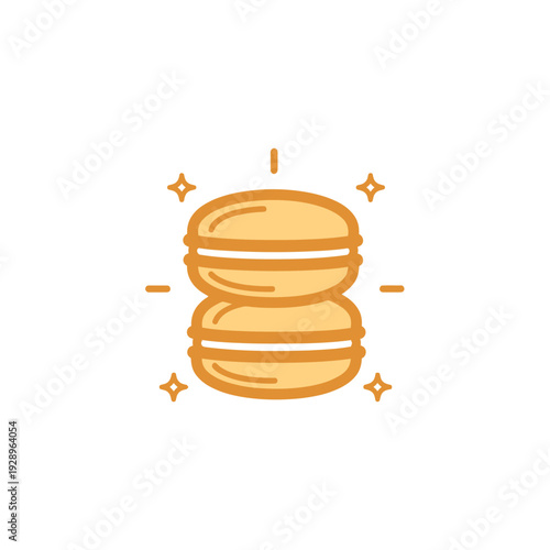 Cute Macaron Illustration with Sparkles and Radiant Effect