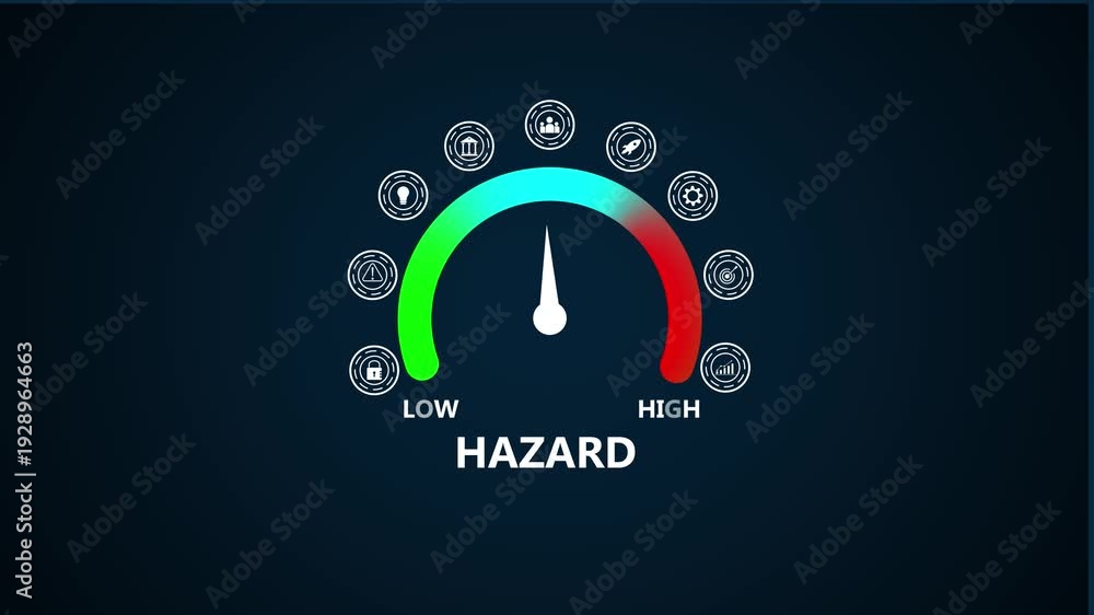 Hazard Risk Meter Hazard Meter Gauge with Representing Risk Levels and Safety Concepts on ...