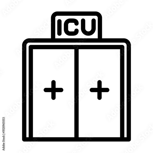 ICU Room Vector Line Icon Design