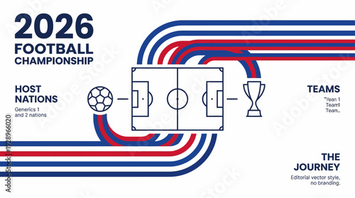 2026 Football World Championship Infographic with Pitch Ball and Trophy Modern Vector Graphic