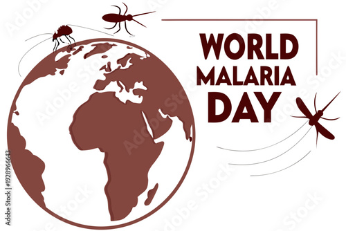 Global Health Map With Mosquito Medical Symbol