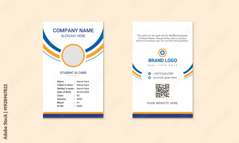Obraz premium School and College Student Id Card Design with a creative and modern shape