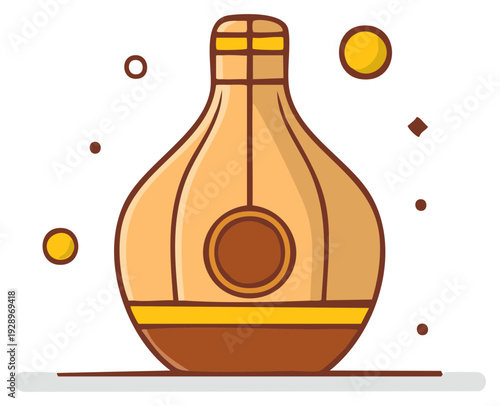 Cartoon illustration of a traditional wooden oud or lute musical instrument.