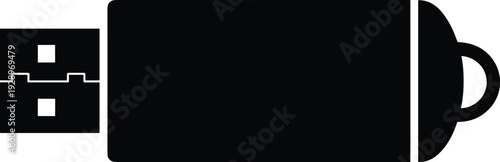 USB flash drive icon vector illustration, black portable memory stick silhouette symbol, data storage device isolated on white background