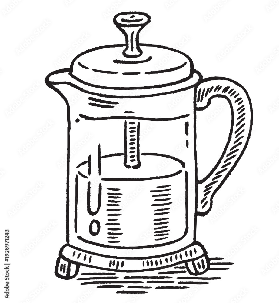 Obraz premium hand drawn illustration of coffee plunger
