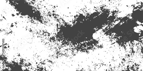 An abstract black ink splash and dirty paint splatter vector illustration featuring a grunge liquid drip texture and artistic brush stroke border element