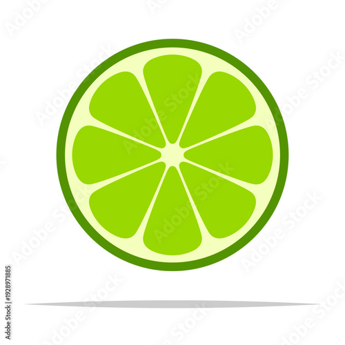 Green lime slice flat icon vector isolated illustration
