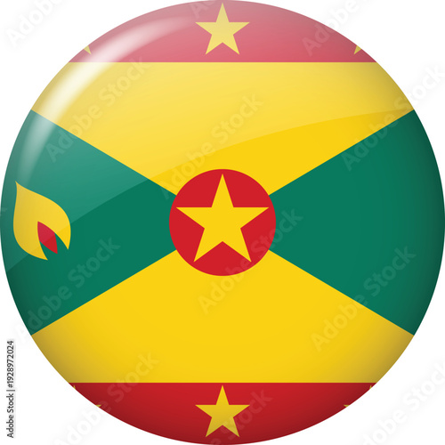 Free Download Grenada Flag Glossy Round Button Icon - GFXLoad