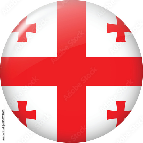 Georgia Flag Glossy Round Button Icon