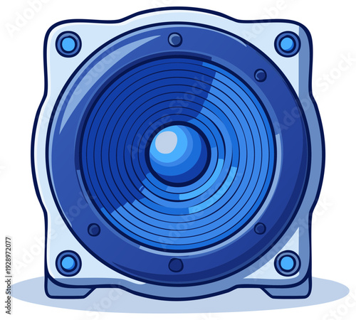 Vibrant Blue Audio Speaker Subwoofer Graphic Illustration Icon for Sound and Music Concepts
