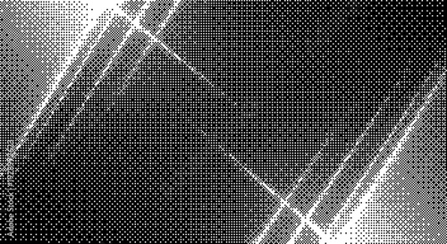 A black and white halftone pattern vector graphic with diagonal lines dither