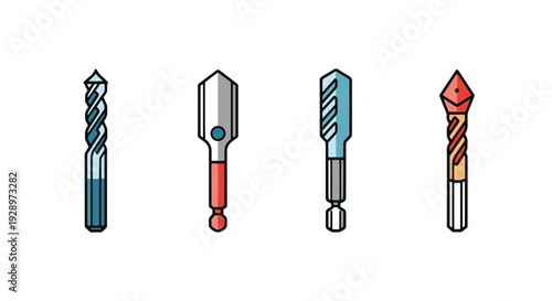 Electrical Drill Bit clean color concept illustration