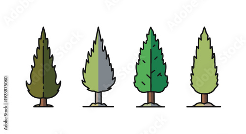 Cypress tree Line creative abstract smooth illustration