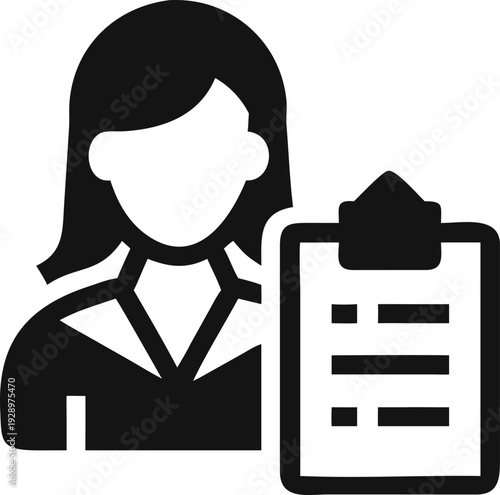 Female Professional with Clipboard Task List Icon Representing Task Management