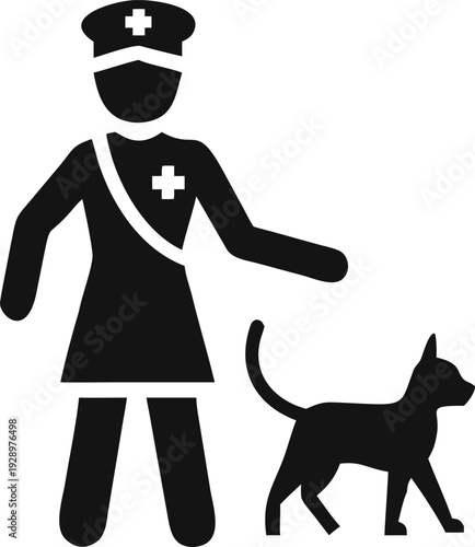 Female Veterinarian Professional Walking with a Dog Symbolizing Animal Health and Pet Care Services
