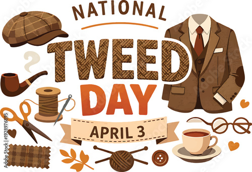 Celebrate National Tweed Day on April 3 with stylish tweed illustrations