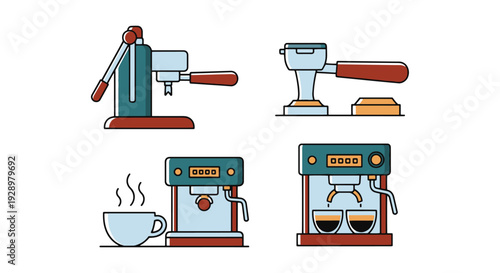 Espresso Machine simple minimal color illustration