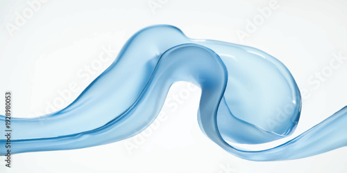 Abstract blue liquid wave design with smooth flowing curves and silk swirls creates a motion pattern vector illustration for a light water background