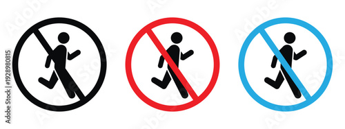 Sign is no pedestrian. Prohibition sign  no pedestrian crossing. Red crossed circle with a silhouette of a man inside. It is not allowed to go over. Round red stop sign  do not cross road