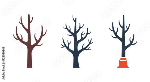 Dead tree Line art dynamic smooth color illustration