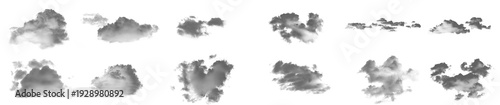 Photos Set of Dark Grey Clouds on Transparent Background – Realistic Storm Cloud Collec