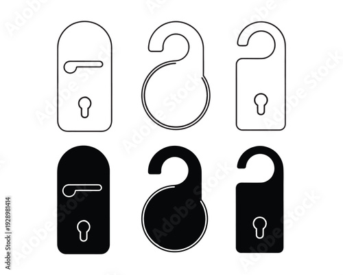 Door lock icons in different styles and colors for various uses