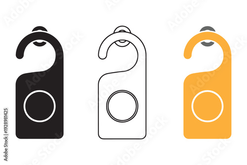 Door hanger signs in black line and orange colors  various designs