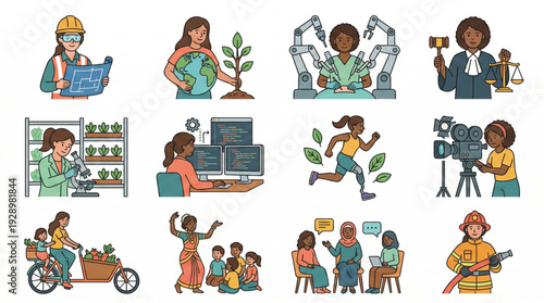 Diverse woman breaking the bias crossed arms upper body flat icon