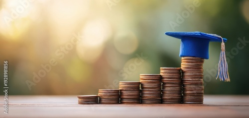 The Coins and Graduation Cap Representing Rising Education Costs and Student Loan Debt