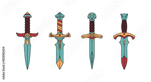 Decorative Dagger colorful digital color vector