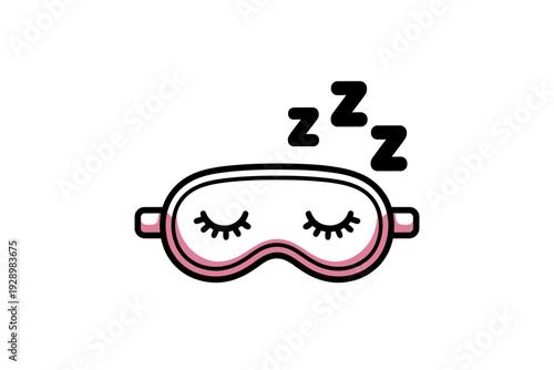 A minimalist vector illustration of a sleep mask with closed eyes and z's above, symbolizing a good night's sleep.
