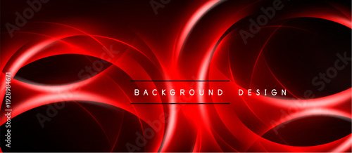 Abstract red lines create dynamic flow. Dark background enhances glowing effect, modern design element. Simple text reads background design.
