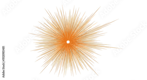 An abstract orange starburst radiating lines from a central point, creating a dynamic and energetic visual effect with sharp, vibrant orange rays emanating outward