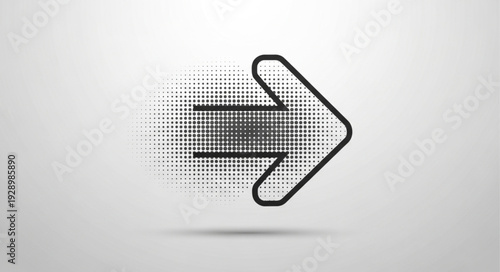 Digital Arrow Icon with Halftone Effect Moving Forward.